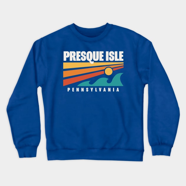 Presque Isle Erie Pa Waves Retro Vintage Crewneck Sweatshirt by PodDesignShop